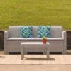Flash Furniture Faux Rattan Sofa With All-Weather Cushions