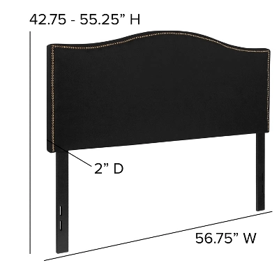Flash Furniture Lexington Upholstered Full Size Headboard With Accent Nail Trim In Black Fabric 4 Flash Furniture Lexington Upholstered Full Size Headboard With Accent Nail Trim In Black Fabric - Image 4