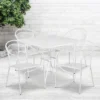 Flash Furniture Oia Commercial Grade 35.5" Square Indoor-Outdoor Steel Patio Table Set With 4 Round Back Chairs