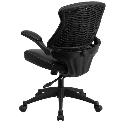 Flash Furniture Kale Mid-Back Black LeatherSoft Executive Swivel Ergonomic Office Chair With Back Angle Adjustment And Flip-Up Arms 6 Flash Furniture Kale Mid-Back Black LeatherSoft Executive Swivel Ergonomic Office Chair With Back Angle Adjustment And Flip-Up Arms - Image 6