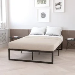 Flash Furniture 14 Inch Metal Platform Bed Frame - No Box Spring Needed With Steel Slat Support And Quick Lock Functionality