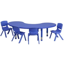 Flash Furniture 35"W X 65"L Half-Moon Plastic Height Adjustable Activity Table Set With 4 Chairs -Flash Furniture Shop GUEST 28d95600 b9c4 4961 a3fa e9771a7ce748