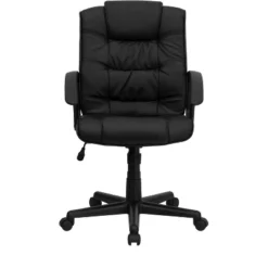 Mid-Back LeatherSoft Ripple And Accent Stitch Upholstered Swivel Task Office Chair With Arms Black Leather - Flash Furniture -Flash Furniture Shop GUEST 2945bb74 5641 4821 9a84 ba1386750c95