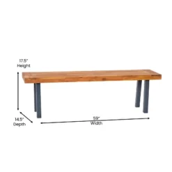 Flash Furniture Martindale Solid Acacia Wood Patio Dining Bench For 2 With Slatted Top And Black Flared Wooden Legs In A Natural Finish -Flash Furniture Shop GUEST 2a520386 8ac7 4ec0 b795 b84bdc2809ba