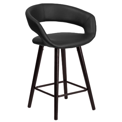 Flash Furniture Brynn Series 24'' High Contemporary Vinyl Rounded Back Counter Height Stool With Cappuccino Wood Frame 11 Flash Furniture Brynn Series 24'' High Contemporary Vinyl Rounded Back Counter Height Stool With Cappuccino Wood Frame - Image 11