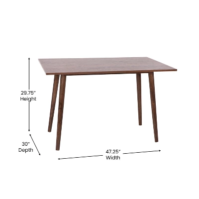Flash Furniture Hatfield 47 Inch Mid-Century Modern Wood Dining Table, Wood Kitchen Table, Dark Walnut 4 Flash Furniture Hatfield 47 Inch Mid-Century Modern Wood Dining Table, Wood Kitchen Table, Dark Walnut - Image 4
