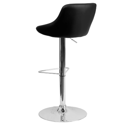 Flash Furniture Contemporary Vinyl Bucket Seat Adjustable Height Barstool With Chrome Base 2 Flash Furniture Contemporary Vinyl Bucket Seat Adjustable Height Barstool With Chrome Base - Image 2