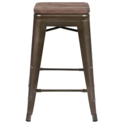 Flash Furniture 24" High Metal Counter-Height, Indoor Bar Stool With Wood Seat - Stackable Set Of 4 -Flash Furniture Shop GUEST 2f2b1246 64cf 45dd 9efa 28ffa6d6cc15