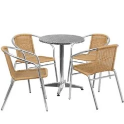 Flash Furniture Lila 23.5'' Round Aluminum Indoor-Outdoor Table Set With 4 Rattan Chairs -Flash Furniture Shop GUEST 30e62a93 2909 4dcf b6a8 e0b09f2b9504