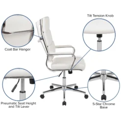 Flash Furniture Hansel High Back White LeatherSoft Contemporary Panel Executive Swivel Office Chair -Flash Furniture Shop GUEST 3277dd16 9e1e 4638 971f 428639491e2e