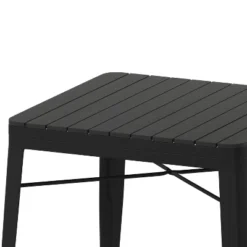 Flash Furniture Helvey 31.5" Square Commercial Grade Indoor/Outdoor Black Steel Patio Dining Table For 4 With Black Poly Resin Slatted Top -Flash Furniture Shop GUEST 33a81c8e 801b 456e 8c6d 7364fa7781c1