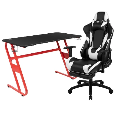 Flash Furniture Gaming Desk And Footrest Reclining Gaming Chair Set With Cup Holder And Headphone Hook 12 Flash Furniture Gaming Desk And Footrest Reclining Gaming Chair Set With Cup Holder And Headphone Hook - Image 12