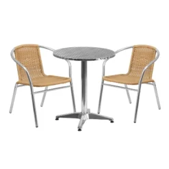 Flash Furniture Lila 23.5'' Round Aluminum Indoor-Outdoor Table Set With 2 Rattan Chairs -Flash Furniture Shop GUEST 35ad2d2a cf64 4fa2 b3bc 4aac36bb45f8