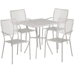 Flash Furniture Oia Commercial Grade 28" Square Indoor-Outdoor Steel Patio Table Set With 4 Square Back Chairs -Flash Furniture Shop GUEST 35f538b4 3dd1 4043 8c3c 2aeed88e0986