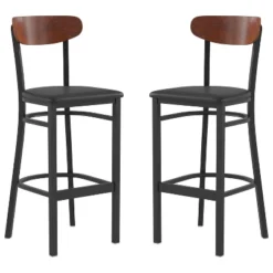 Flash Furniture Wright Set Of 2 Commercial Grade Barstools With 500 LB. Capacity Steel Frame, Solid Wood Seat, And Boomerang Back -Flash Furniture Shop GUEST 362dc06b 20c2 4b30 8fb3 c7a31f0099a8