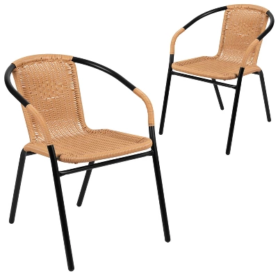Flash Furniture 2 Pack Rattan Indoor-Outdoor Restaurant Stack Chair 11 Flash Furniture 2 Pack Rattan Indoor-Outdoor Restaurant Stack Chair - Image 11