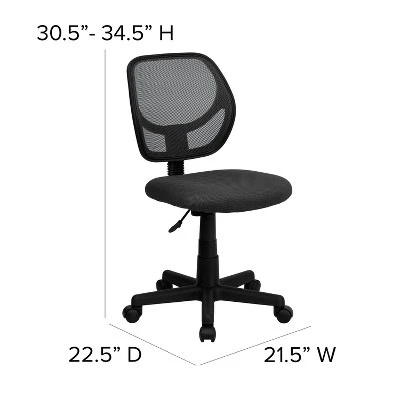 Flash Furniture Low Back Gray Mesh Swivel Task Office Chair With Curved Square Back 3 Flash Furniture Low Back Gray Mesh Swivel Task Office Chair With Curved Square Back - Image 3