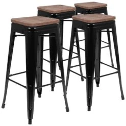 Flash Furniture 30" High Metal Indoor Bar Stool With Wood Seat - Stackable Set Of 4 -Flash Furniture Shop GUEST 3a815904 fb36 4e1b 8606 d9b25784347a