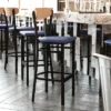 Flash Furniture Wright Commercial Grade Barstool With 500 LB. Capacity Steel Frame, Solid Wood Seat, And Boomerang Back