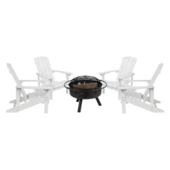 Flash Furniture 5 Piece Charlestown Poly Resin Wood Adirondack Chair Set With Fire Pit - Star And Moon Fire Pit With Mesh Cover -Flash Furniture Shop GUEST 3b8b9c48 3d62 45b3 87c9 4a9f523e26e5