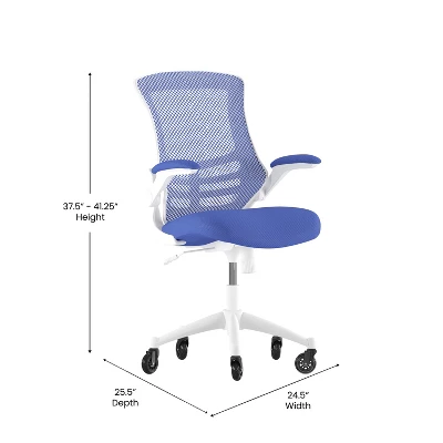 Flash Furniture Kelista Mid-Back Swivel Ergonomic Task Office Chair With Flip-Up Arms And Transparent Roller Wheels 5 Flash Furniture Kelista Mid-Back Swivel Ergonomic Task Office Chair With Flip-Up Arms And Transparent Roller Wheels - Image 5