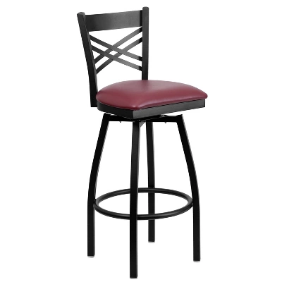 Flash Furniture Black ''X'' Back Swivel Metal Barstool 10 Flash Furniture Black ''X'' Back Swivel Metal Barstool - Image 10