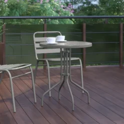 Flash Furniture Bellamy 23.75'' Silver Round Tempered Glass Metal Table -Flash Furniture Shop GUEST 3c73ff4a 702e 42e6 9372 94a0f4b86067