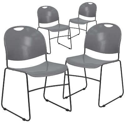 Flash Furniture 4 Pack HERCULES Series 880 Lb. Capacity Ultra-Compact Stack Chair With Metal Frame 5 Flash Furniture 4 Pack HERCULES Series 880 Lb. Capacity Ultra-Compact Stack Chair With Metal Frame - Image 5