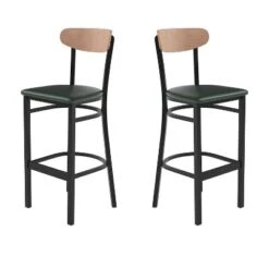 Flash Furniture Wright Set Of 2 Commercial Grade Barstools With 500 LB. Capacity Steel Frame, Solid Wood Seat, And Boomerang Back -Flash Furniture Shop GUEST 3ea2c27c ef00 49c7 862d 554ec721334e