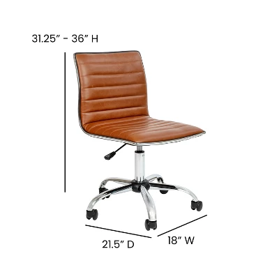 Flash Furniture Low Back Designer Armless Ribbed Swivel Task Office Chair 7 Flash Furniture Low Back Designer Armless Ribbed Swivel Task Office Chair - Image 7