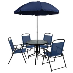 Flash Furniture Nantucket 6 Piece Patio Garden Set With Table, Umbrella And 4 Folding Chairs -Flash Furniture Shop GUEST 3f38ae40 c61e 4ec8 885e d9f5f08a322e