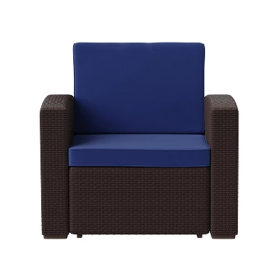 Flash Furniture Seneca Faux Rattan Chair With All-Weather Cushion 8 Flash Furniture Seneca Faux Rattan Chair With All-Weather Cushion - Image 8