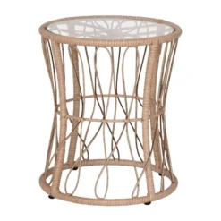 Flash Furniture Devon 3-Piece Indoor/Outdoor Bistro Set, Papasan Style Rattan Rope Chairs, Glass Top Side Table & Cushions -Flash Furniture Shop GUEST 408c62bb 4492 4b43 aa82 6cd08b0777ad