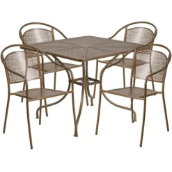 Flash Furniture Oia Commercial Grade 35.5" Square Indoor-Outdoor Steel Patio Table Set With 4 Round Back Chairs -Flash Furniture Shop GUEST 40a73fb3 d6db 4b4d 97bf 04ee5a32764d