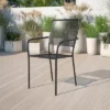 Flash Furniture Commercial Grade Indoor-Outdoor Steel Patio Arm Chair With Square Back