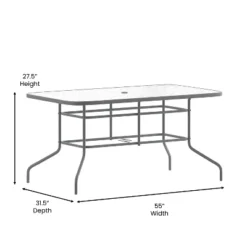 Flash Furniture Tory 31.5" X 55" Rectangular Tempered Glass Metal Table With Umbrella Hole -Flash Furniture Shop GUEST 416f78d6 cc06 4dda 9eb7 68bf679a85b9