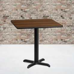 Flash Furniture 30'' Square Walnut Laminate Table Top With 22'' X 22'' Table Height Base