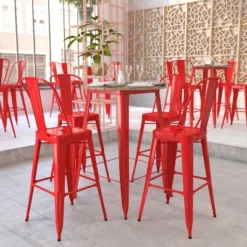 Flash Furniture Declan Commercial Indoor/Outdoor Bar Top Table, 30" Round All Weather Poly Resin Top With Steel Base -Flash Furniture Shop GUEST 43699f06 040e 4bc3 9cdf c8bc666a1e96