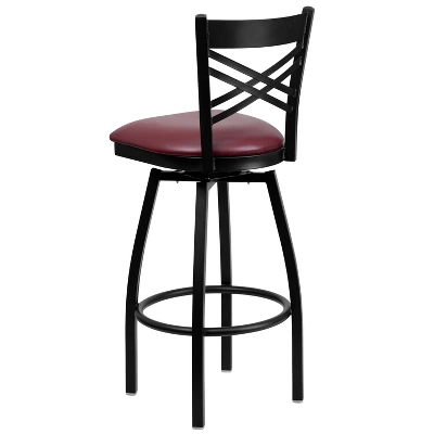 Flash Furniture Black ''X'' Back Swivel Metal Barstool 2 Flash Furniture Black ''X'' Back Swivel Metal Barstool - Image 2