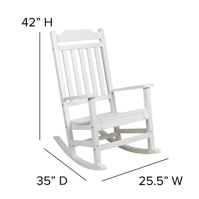 Flash Furniture Set Of 2 Winston All-Weather Poly Resin Rocking Chairs With Accent Side Table 6 Flash Furniture Set Of 2 Winston All-Weather Poly Resin Rocking Chairs With Accent Side Table - Image 6