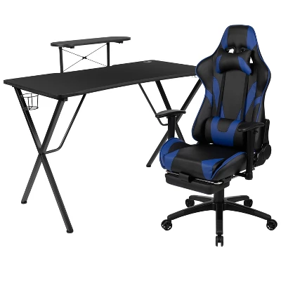 Flash Furniture Gaming Desk And Footrest Reclining Gaming Chair Set With Cup Holder, Headphone Hook, And Monitor/Smartphone Stand 14 Flash Furniture Gaming Desk And Footrest Reclining Gaming Chair Set With Cup Holder, Headphone Hook, And Monitor/Smartphone Stand - Image 14