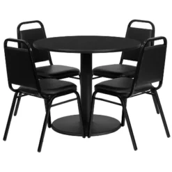 Flash Furniture 36'' Round Laminate Table Set With Round Base And 4 Trapezoidal Back Banquet Chairs -Flash Furniture Shop GUEST 45e27917 4f02 4061 89b1 91c49de6199d