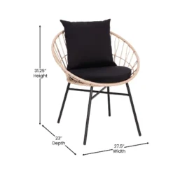 Flash Furniture Devon 3-Piece Indoor/Outdoor Bistro Set, Papasan Style Rattan Rope Chairs, Glass Top Side Table & Cushions -Flash Furniture Shop GUEST 46cb761a 404d 4a87 8713 713f408166f0