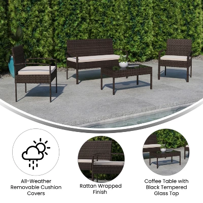 Flash Furniture Aransas Series 4 Piece Patio Set With Steel Frame And Cushions 6 Flash Furniture Aransas Series 4 Piece Patio Set With Steel Frame And Cushions - Image 6