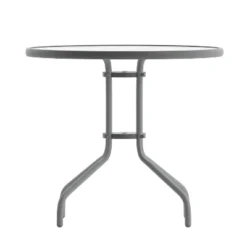 Flash Furniture Bellamy 31.5'' Silver Round Tempered Glass Metal Table -Flash Furniture Shop GUEST 48149977 5f1b 4c61 acfa a4dfc719324d