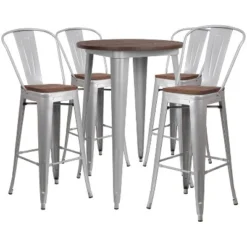 Flash Furniture 30" Round Metal Bar Table Set With Wood Top And 4 Stools -Flash Furniture Shop GUEST 4856eed9 12b8 475f a93b c1de8a484a73