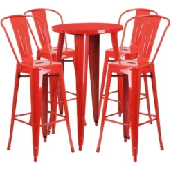 Flash Furniture Commercial Grade 24" Round Metal Indoor-Outdoor Bar Table Set With 4 Cafe Stools -Flash Furniture Shop GUEST 4c3a1f2e 5ec5 47db 92db 2d05024ca0b0