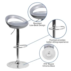 Flash Furniture Contemporary Plastic Adjustable Height Barstool With Rounded Cutout Back And Chrome Base -Flash Furniture Shop GUEST 4e0e5b4b c086 4a3e 9e2d 9deb62c2e811