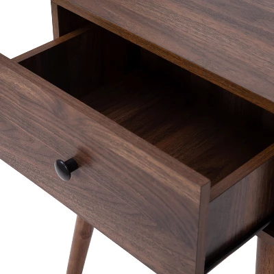 Flash Furniture Hatfield Mid-Century Modern One Drawer Wood Nightstand, Side Accent Or End Table With Soft Close Storage Drawer, Dark Walnut 5 Flash Furniture Hatfield Mid-Century Modern One Drawer Wood Nightstand, Side Accent Or End Table With Soft Close Storage Drawer, Dark Walnut - Image 5