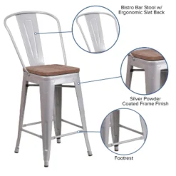 Flash Furniture 24" High Metal Counter Height Stool With Back And Wood Seat 23 Flash Furniture 24" High Metal Counter Height Stool With Back And Wood Seat -Flash Furniture Shop GUEST 4f3e3d5c 2495 4e59 956a fef4552cade4